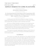 Expect Hindus to Come in Autumn