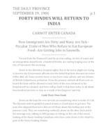 Forty Hindus will Return to India Forty Hindus will Return to India