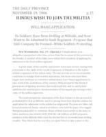 Hindus Wish to Join the Militia Hindus Wish to Join the Militia
