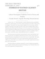 Stirred up Hatred Against British Stirred up Hatred Against British