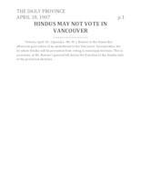 Hindus May Not Vote in Vancouver Hindus May Not Vote in Vancouver