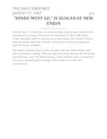 "Hindu Must Go" Is Slogan of New Union "Hindu Must Go" Is Slogan of New Union