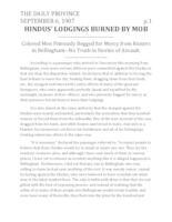 Hindus' Lodgings Burned by Mob Hindus' Lodgings Burned by Mob