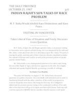 Indian Rajah--s Son Talks of Race Problem Indian Rajah--s Son Talks of Race Problem