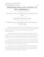 Morikawa will Not Testify at the Commission Morikawa will Not Testify at the Commission