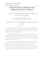 Advertising Campaign for Immigration of Hindus Advertising Campaign for Immigration of Hindus