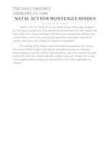 Natal act for Monteagle Hindus Natal act for Monteagle Hindus