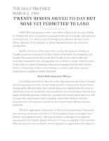 Twenty Hindus arrived to-day but none yet permitted to land Twenty Hindus arrived to-day but none yet permitted to land