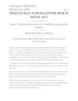 Practically a dead letter now is Natal act Practically a dead letter now is Natal act