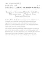 No envoy coming on Hindu matter No envoy coming on Hindu matter