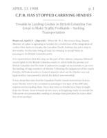 C.P.R. has stopped carrying Hindus C.P.R. has stopped carrying Hindus