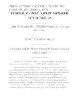 Federal officials were menaced by the Hindus Federal officials were menaced by the Hindus