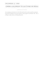 Emma Goldman to lecture in India Emma Goldman to lecture in India