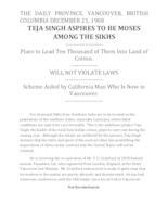 Teja Singh aspires to be Moses among the Sikhs Teja Singh aspires to be Moses among the Sikhs