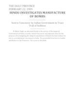 Hindu investigates manufacture of bombs Hindu investigates manufacture of bombs