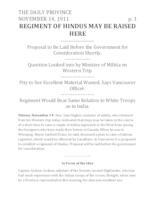 Regiment of Hindus may be raised here