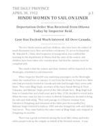 Hindu women to sail on liner Hindu women to sail on liner