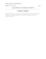 Leader of Hindu party: Gurdit Singh