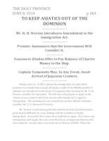 To keep Asiatics out of the Dominion