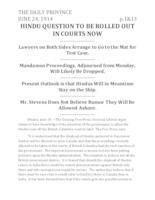 Hindu question to be rolled out in courts now Hindu question to be rolled out in courts now