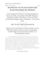 Recruits to teach sedition wanted here by Hindus Recruits to teach sedition wanted here by Hindus