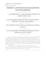 Hindus' lawyer had suggestion of settlement Hindus' lawyer had suggestion of settlement