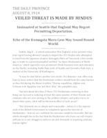 Veiled threat is made by Hindus Veiled threat is made by Hindus