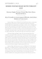 Hindu found dead with throat cut Hindu found dead with throat cut