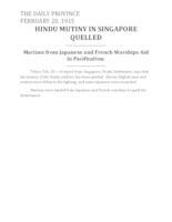 Hindu mutiny in Singapore quelled Hindu mutiny in Singapore quelled