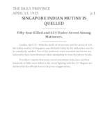 Singapore Indian mutiny is quelled Singapore Indian mutiny is quelled
