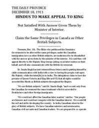 Hindus to make appeal to king (transcript)