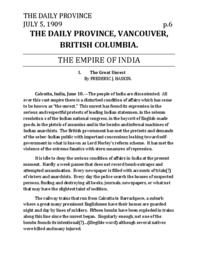 The empire of India: The great unrest (transcript)