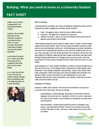 Bullying: What you need to know as a University Student: Fact Sheet