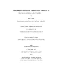 Teachers’ perceptions of a school-wide approach to teaching self-regulation skills