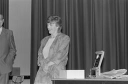 Agriculture instructor at an Agriculture awards ceremony and grad celebration.