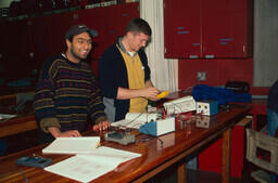 Students in physics lab.